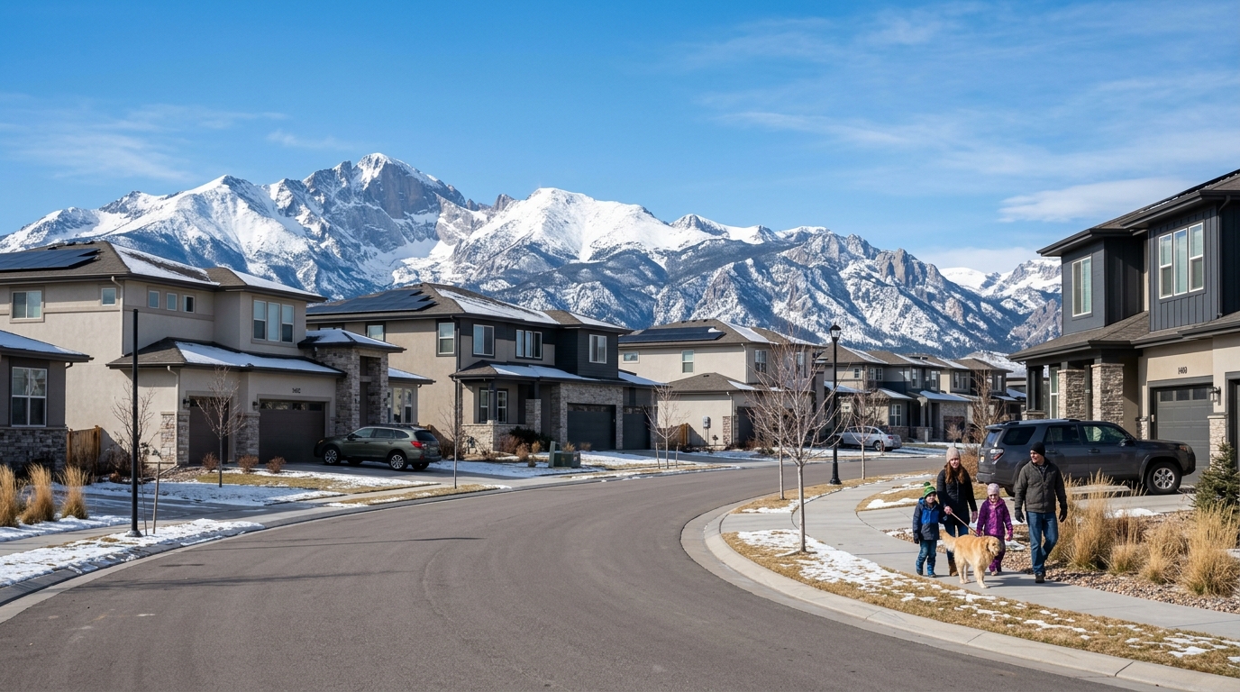 Silver Peaks neighborhood in Brighton, CO with mountain views and specialized water heater diagnostics